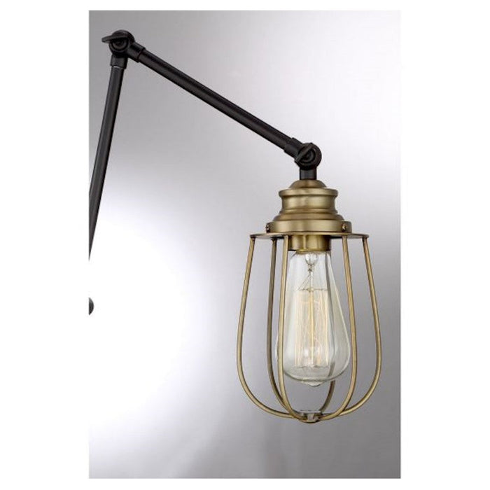 Meridian Industrial 1 Light Adjustable Wall Sconce, Bronze/Brass