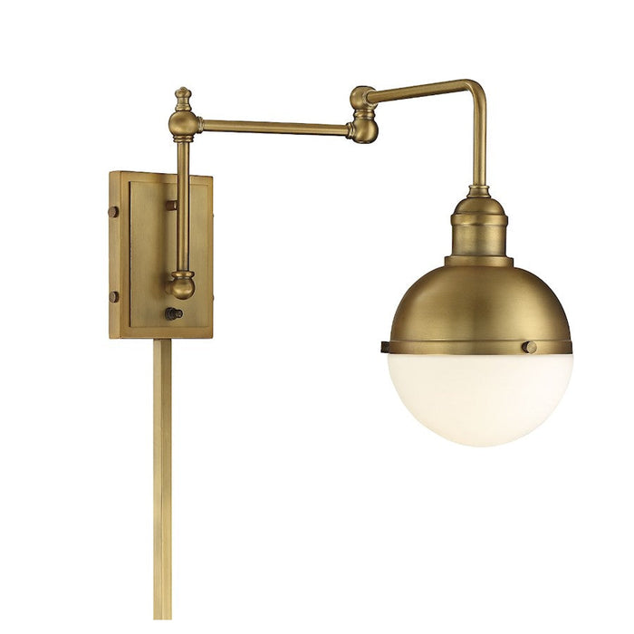 Meridian Industrial 1 Light Adjustable Wall Sconce, Brass/White - M90052NB