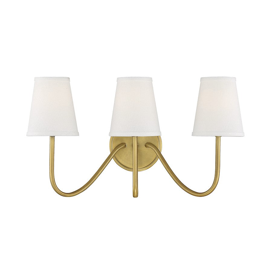 Meridian Farmhouse 3 Light 11" Wall Sconce, Natural Brass - M90056NB