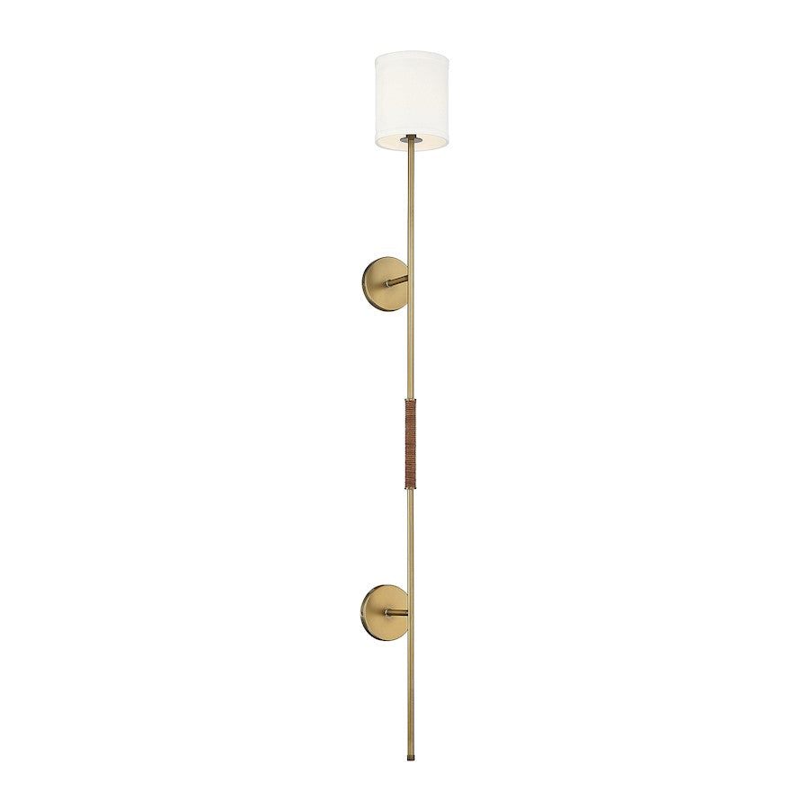 Meridian Bohemian 1 Light Wall Sconce, Natural Brass/Leather Accent - M90063NB