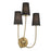 Meridian Mid-Century Modern 3 Light 22" Wall Sconce, Natural Brass - M90065NB