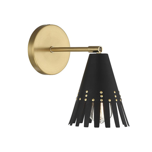 Savoy Meridian 1 Light Adjustable Wall Sconce, Black/Brass - M90103MBKNB