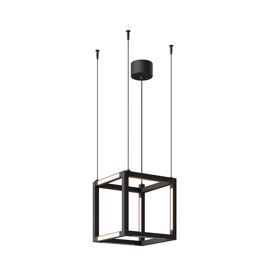 Tech Lighting Brox Cube 12" Pendant, Black/24V Surface Canopy - 700BRXCL93012BS