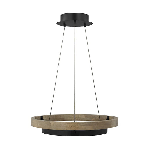 Tech Lighting Grace 1-Lt 24" Chandelier, Black/Weathered Oak - 700GRC24BW-LED930