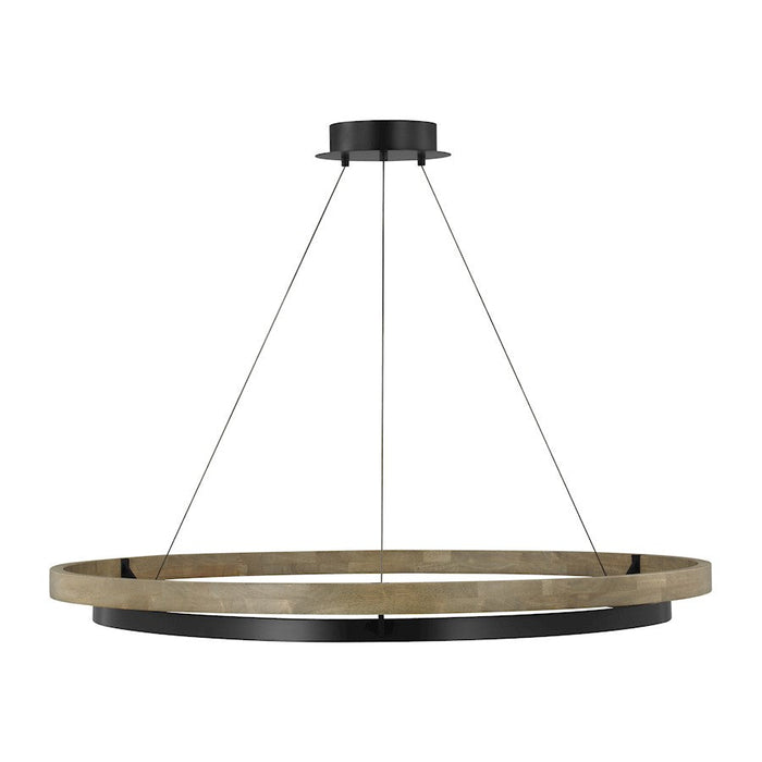 Tech Lighting Grace 1-Lt 48" Chandelier, Black/Weathered Oak - 700GRC48BW-LED930