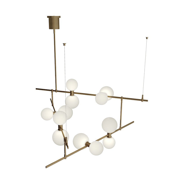 Visual Comfort Modern Modernrail 2 Orb Chandelier, Aged Brass SRF