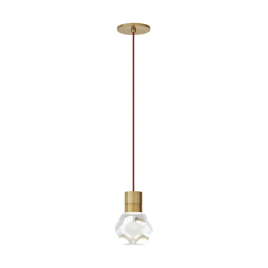 Visual Comfort Modern Kira 1Lt Pendant/LEDWD, Brass/Red - 700TDKIRAP1RNB-LEDWD