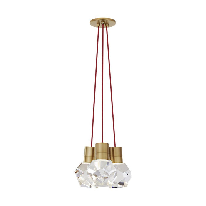 Visual Comfort Modern Kira 3Lt Pendant/LEDWD, Brass/Red - 700TDKIRAP3RNB-LEDWD