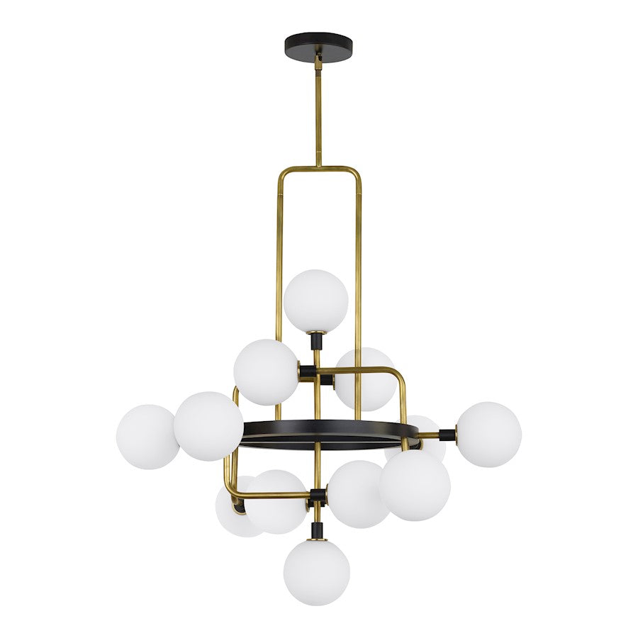 Visual Comfort Modern Viaggio Chandelier, Opal/Brass