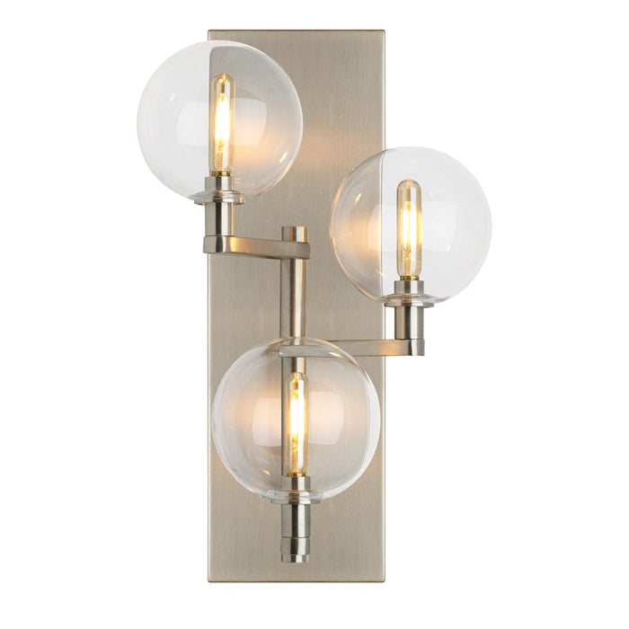 Visual Comfort Modern Gambit Triple Wall Sconce, Clear/Satin Nickel