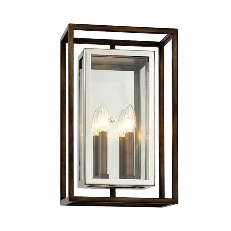 Troy Lighting Morgan 2Lt Wall Sconce, Bronze/Stainless/Clear - B6513-BRZ-SS