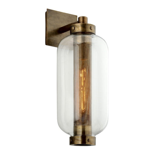 Troy Lighting Atwater 1 Light Outdoor Wall Sconce, Vintage Brass