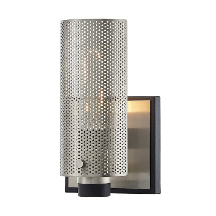 Troy Lighting Pilsen 1 Light Sconce, Carb Black/Satin Nickel Accents