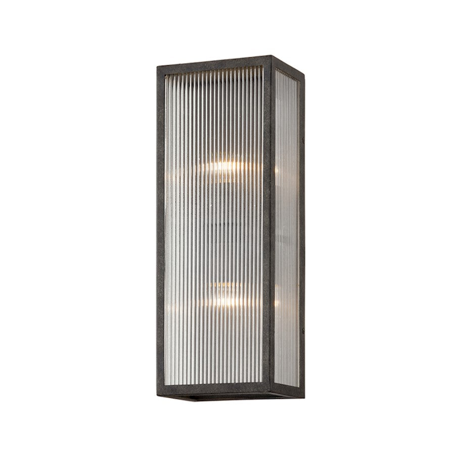 Troy Lighting Tisoni 2Lt 18" Wall Sconce, French Iron/Clear Ribbed - B7392-FRN