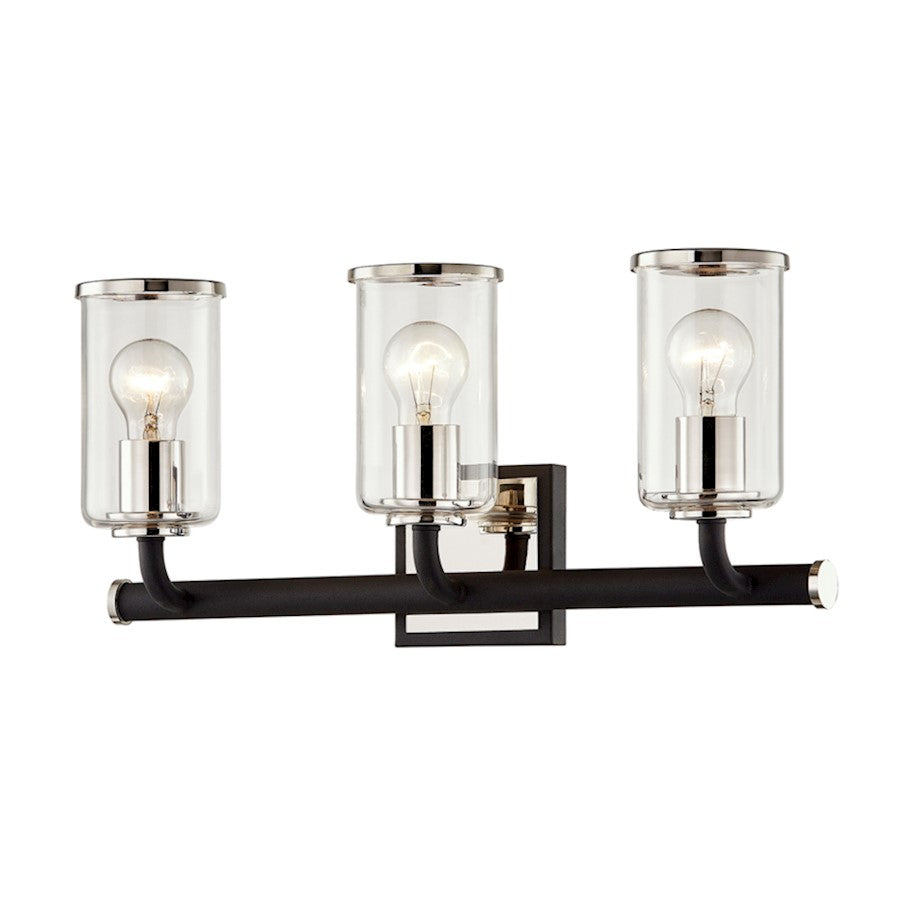 Troy Lighting Aeon 3Lt Bath Vanity, Carbide Black/Nickel/Clear - B7683-TBK-PN