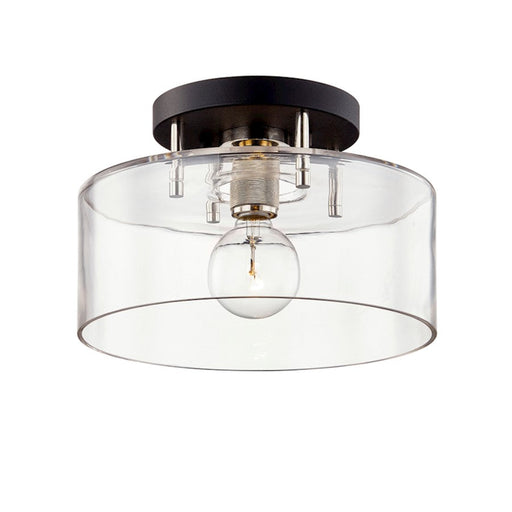 Troy Lighting Bergamot Station 1Lt Semi-Flush Mount, BK/Nickel - C7551-TBK-PN