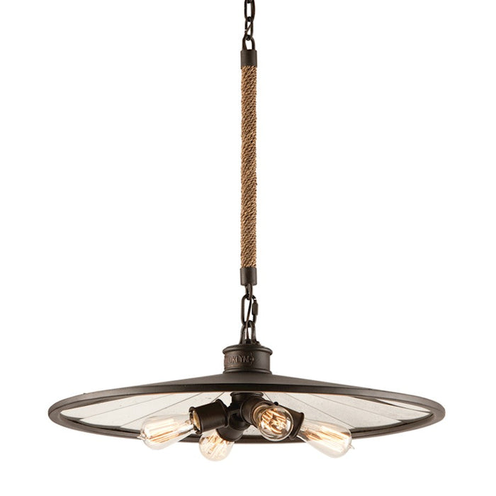 Troy Lighting Brooklyn 4Lt Pendant, Medium, Bronze/Antique Mirror - F3146-HBZ