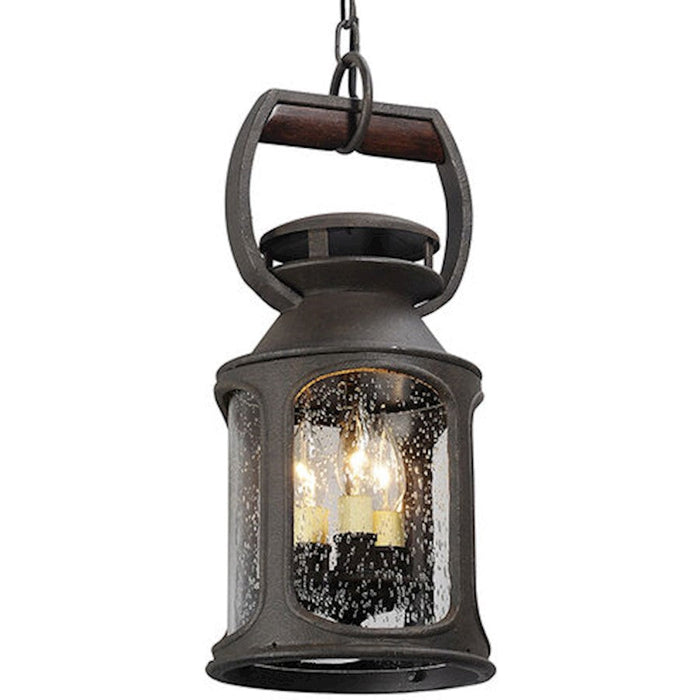 Troy Lighting Old Trail 3Lt Pendant, Medium, Rust/Clear Seeded