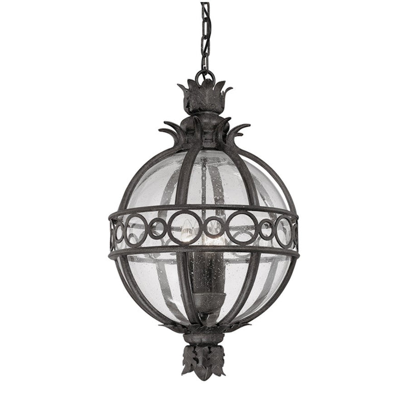 Troy Lighting Campanile 3 Light Lantern, French Iron/Clear Seeded - F5008-FRN