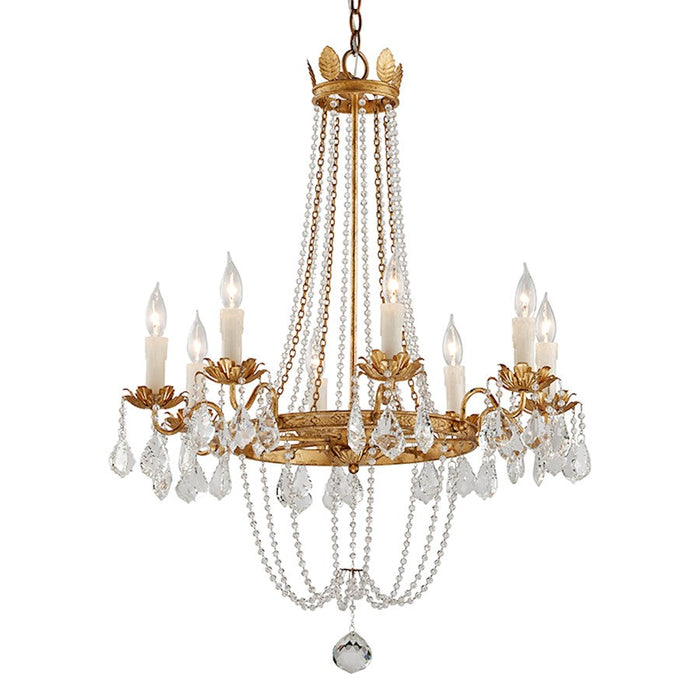 Troy Lighting Viola 8Lt Chandelier, Medium, Distressed Gold/Clear - F5366-VGL