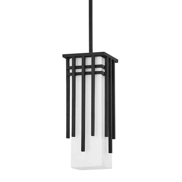 Troy Lighting San Mateo 1 Light Exterior Pendant, Black/Opal Shiny - F5421-TBK