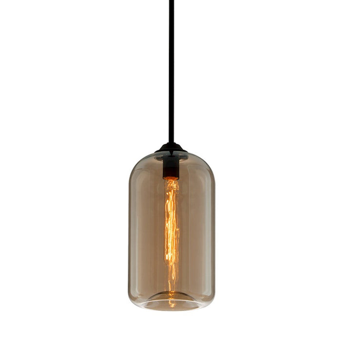 Troy Lighting District 1Lt Pendant, Small, Satin Black/Topaz - F5571-SBK