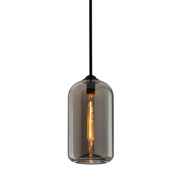 Troy Lighting District 1Lt Pendant, Small, Satin Black/Smoke - F5581-SBK