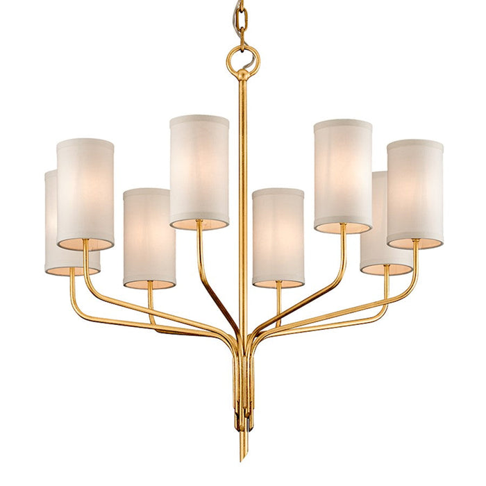 Troy Lighting Juniper 8Lt Chandelier, Gold/Off-White Hardback - F6168-GL