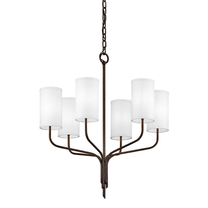 Troy Lighting Juniper 6Lt Chandelier, Bronze/Off-White Hardback - F6176-HBZ