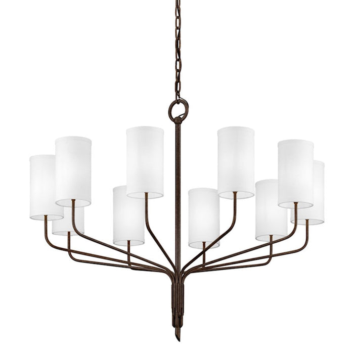 Troy Lighting Juniper 10Lt Chandelier, Bronze/Off-White Hardback - F6179-HBZ