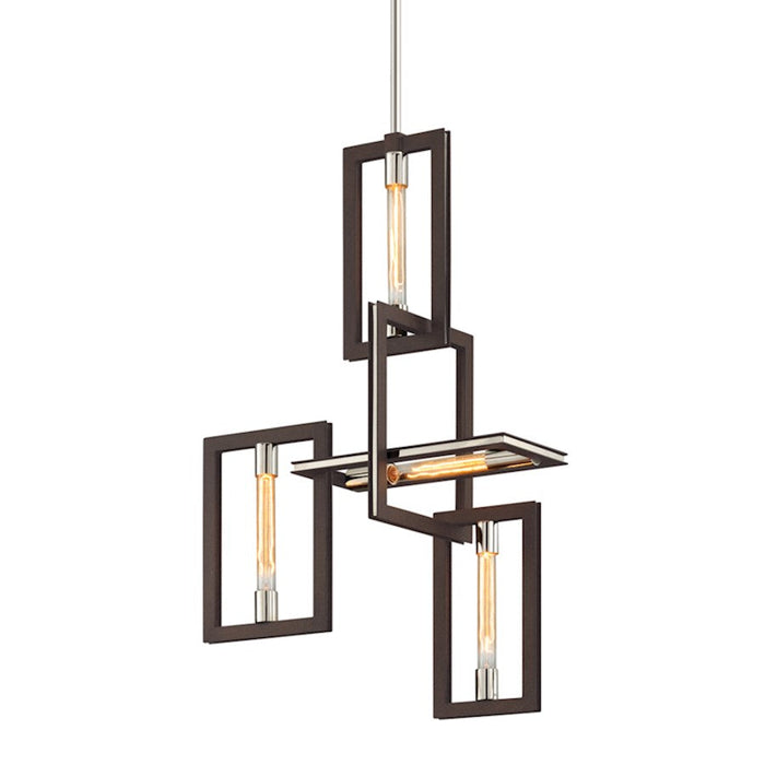 Troy Lighting Enigma 4Lt Pendant, Bronze/Polished Stainless/ - F6184-TBZ-SS