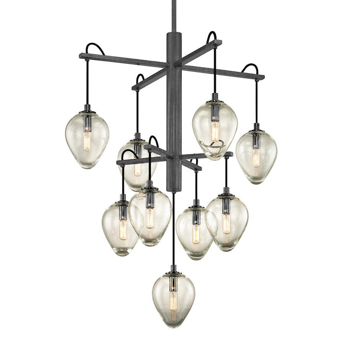 Troy Lighting Brixton 9 Light Chandelier, Gun/Smoked Chrome/- F6207-GRA-BCR