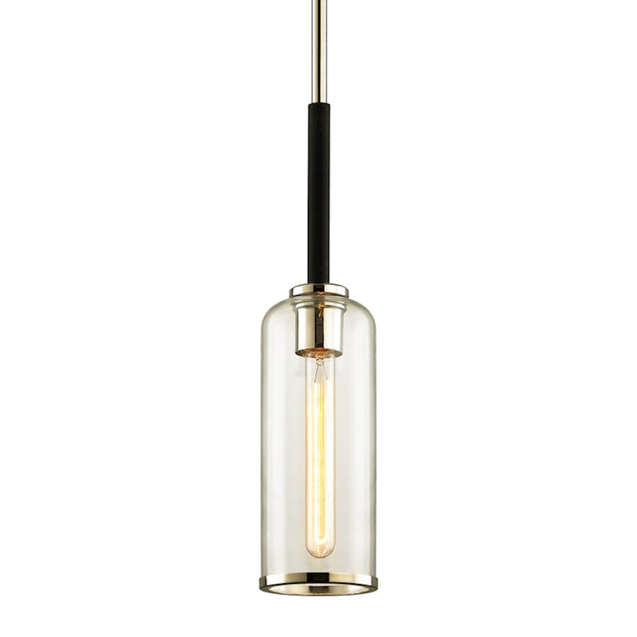 Troy Lighting Aeon 1Lt Pendant, Black/Pol Nickel/Clear - F6273-TBK-PN