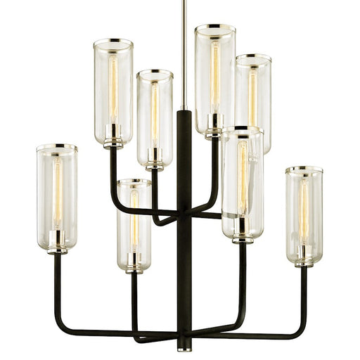 Troy Lighting Aeon 8 Light Chandelier, Black/Nickel/Clear - F6278-TBK-PN