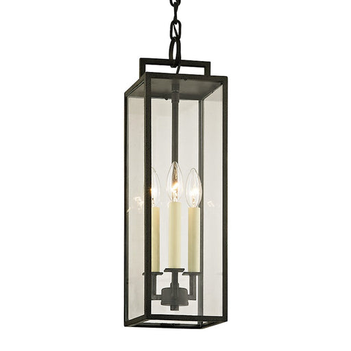 Troy Lighting Beckham 3 Light Lantern, Forged Iron/Clear - F6387-FOR