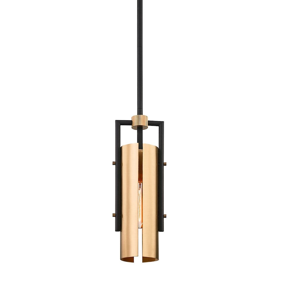 Troy Lighting Emerson 1 Light Pendant, Soft Black/Brushed Brass - F6783-SBK-BBA