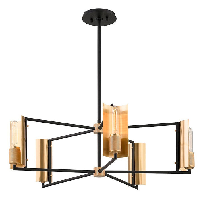 Troy Lighting Emerson 5 Light Chandelier, Carbide Black & Brushed Brass