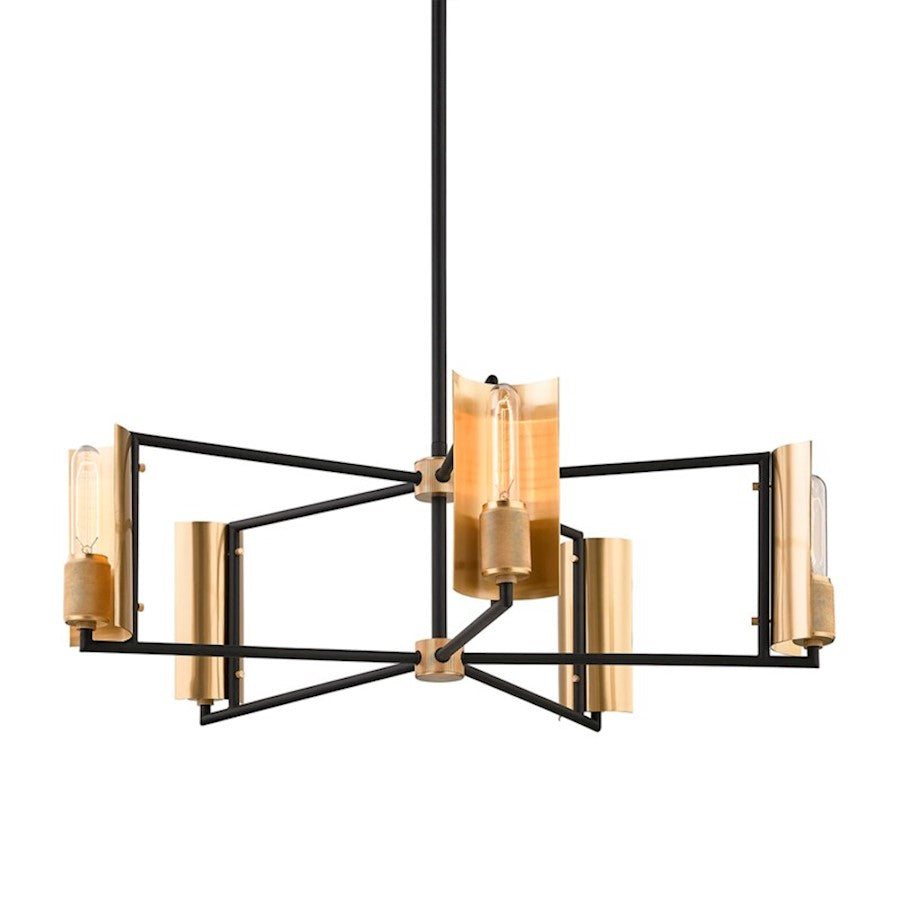 Troy Lighting Emerson 5Lt Chandelier, Black/Brushed Brass - F6785-SKB-BBA