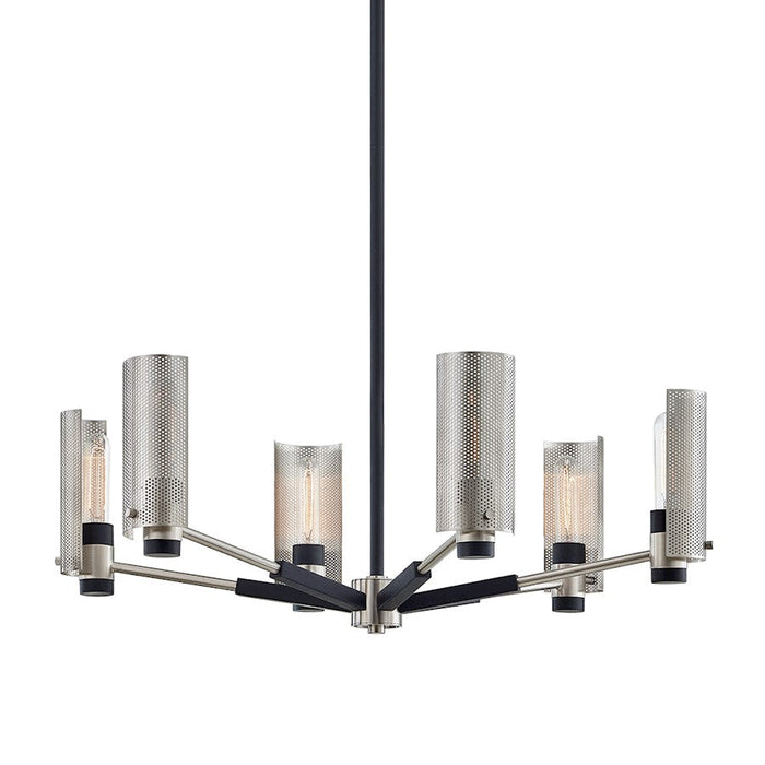 Troy Lighting Pilsen 6 Light Chandelier, BK/Nickel/Plated Brass - F7116-SFB-SN