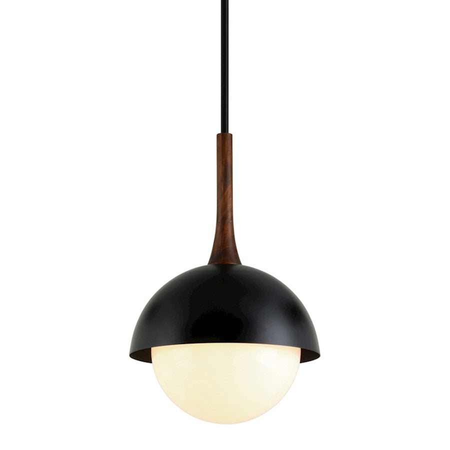 Troy Lighting Cadet 1Lt 25" Pendant, BK/Natural Acacia/Opal Glossy - F7644-SBK