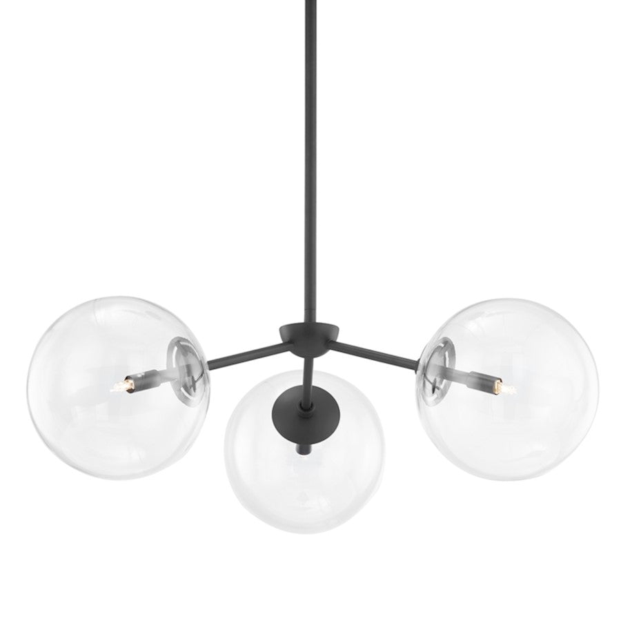 Troy Lighting Madrid 3 Light Chandelier, Soft Black/Clear - F8203-SBK