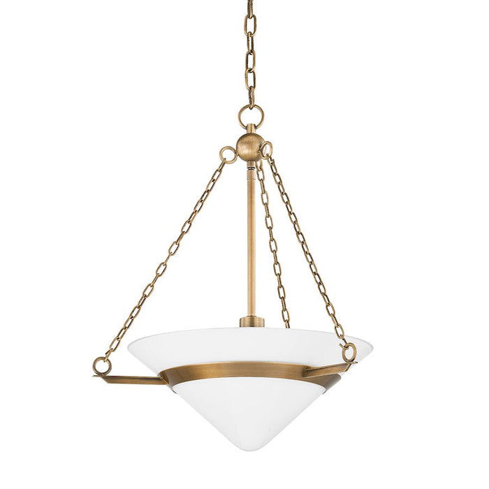 Troy Lighting Amador 1 Light 20" Pendant, Patina Brass/Opal Glossy - F8320-PBR