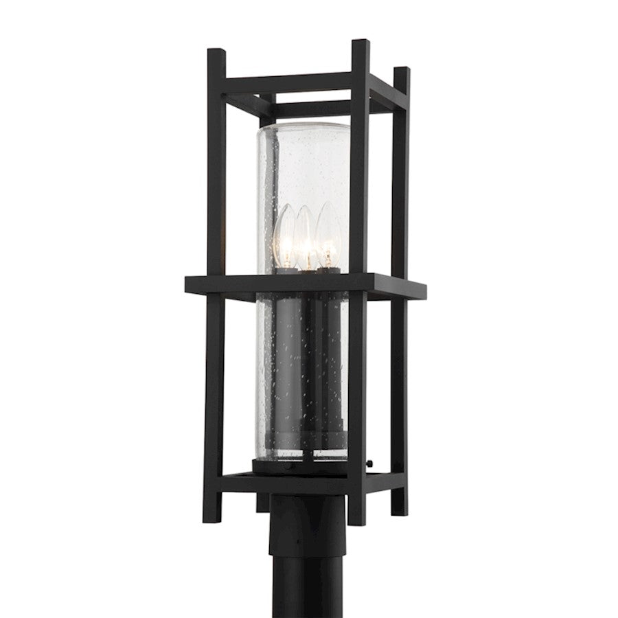 Troy Lighting Carlo 3 Light Medium Exterior Post, Black/Clear Seeded - P7522-TBK