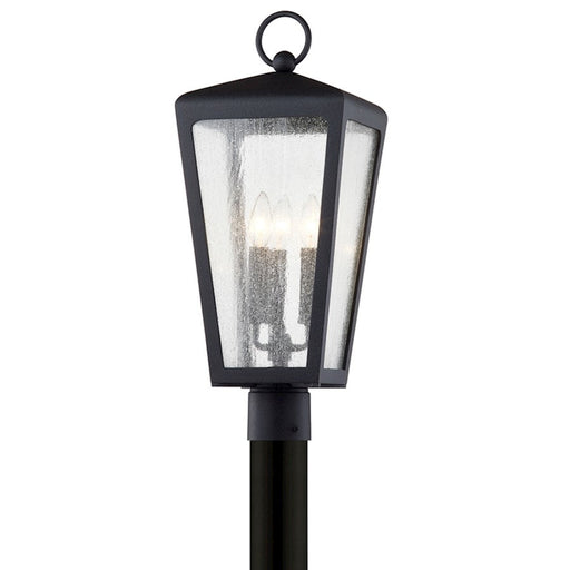 Troy Lighting Mariden 3Lt Post Mount, Textured Black/Clear Seeded - P7605-TRN