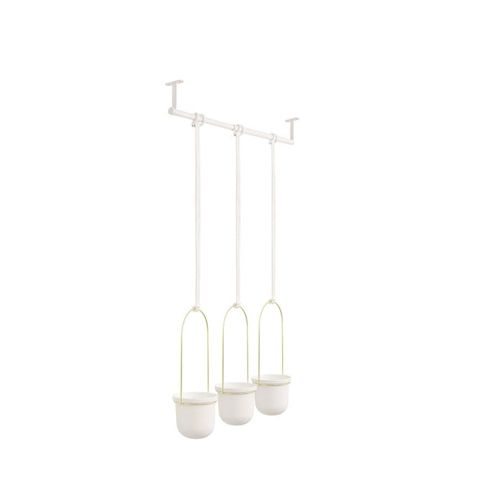 Umbra Triflora Hanging Planter, White/Brass