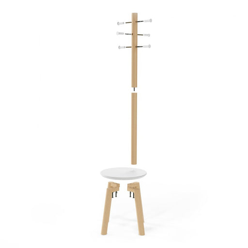 Umbra Pillar Stool/Coatrack, White/Natural - 1014257-668