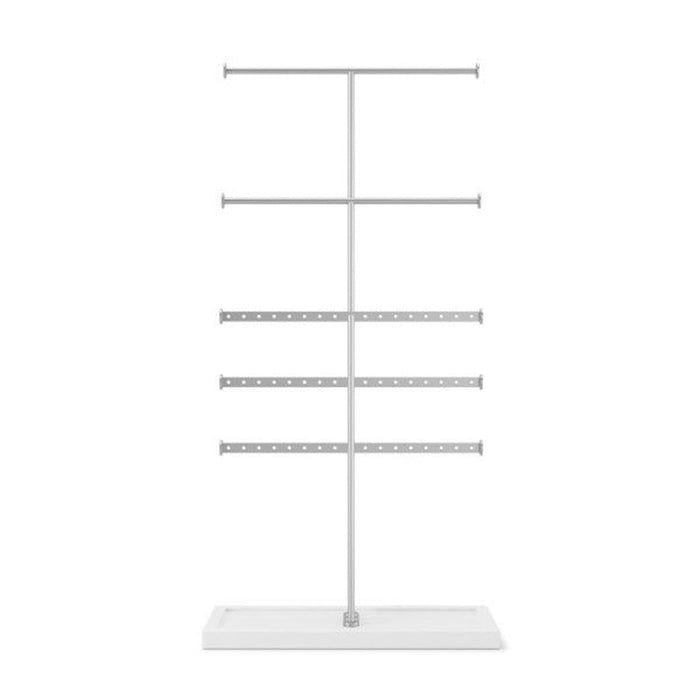 Umbra Trigem 5 Tiered Jewelry Stand, White/Metallic Nickel - 1014841-491-REM