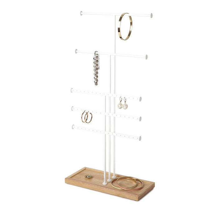 Umbra Trigem 5 Tiered Jewelry Stand, White/Natural - 1014841-668-REM