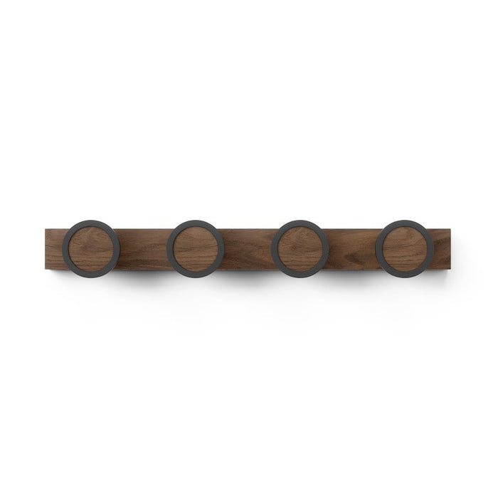 Umbra Hub Rail 4 Hook, Black/Walnut - 1016843-048