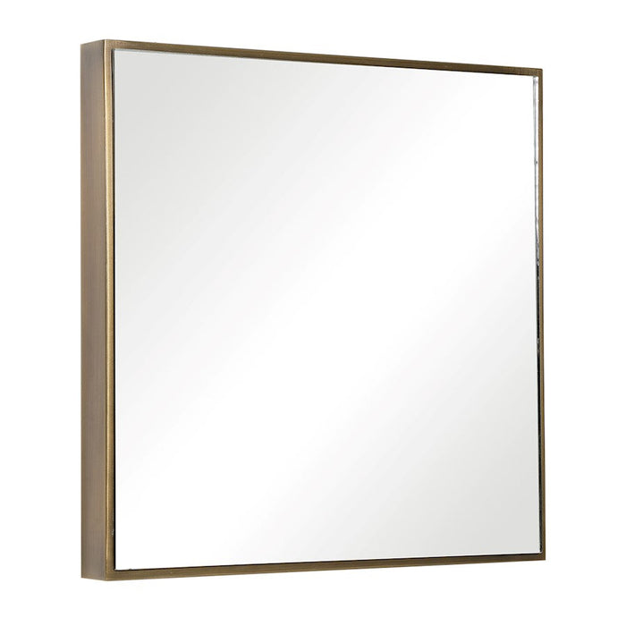 Uttermost Balmoral Modern Square Mirror, Antique Brushed Brass